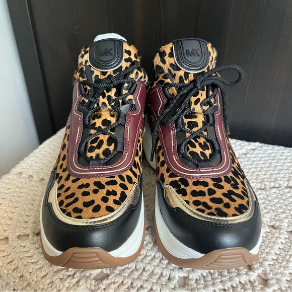 Michael Kors Cheetah Print Olympia Trainer Platform Sneaker HAIRCLIF LTHR sz 10 - Picture 6 of 13